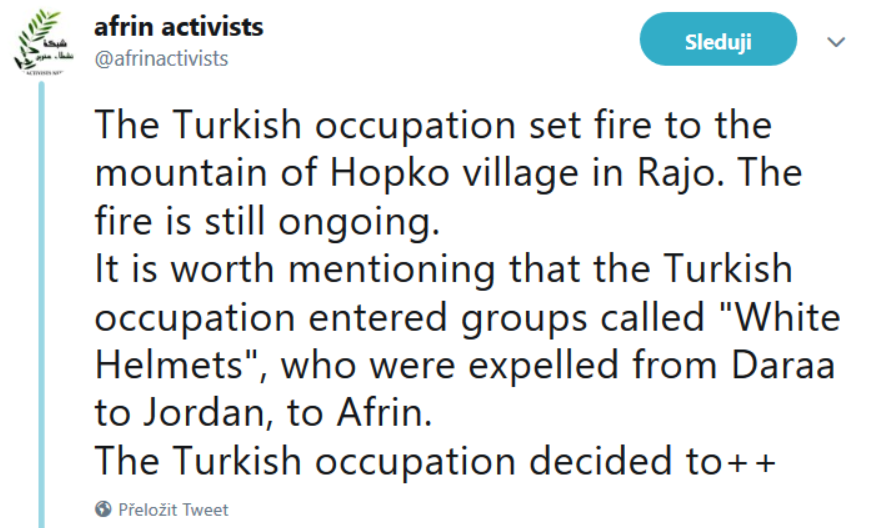 Další informace o Bílých Helmách od Kurdů z Afrinu