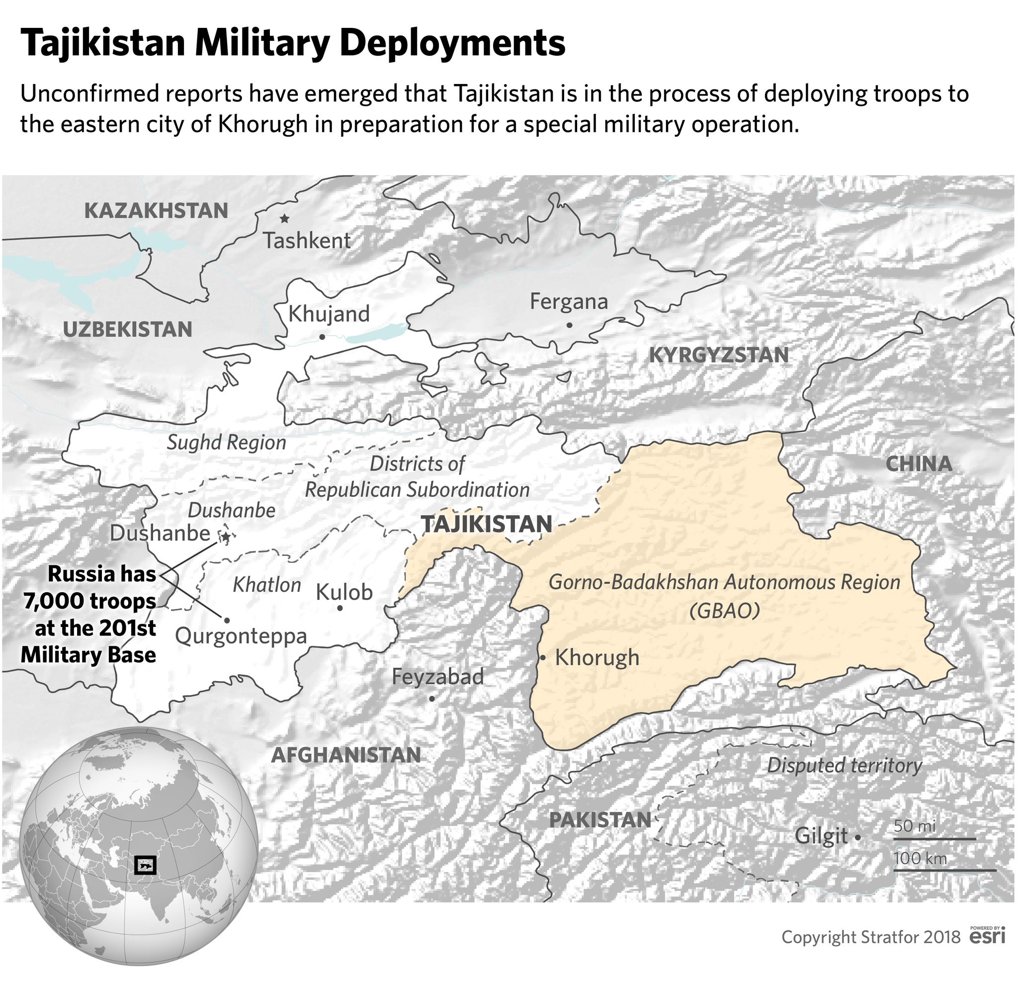 Masivní kumulace vojsk v jižním Tadžikistánu naznačuje možnost větší vojenské operace
