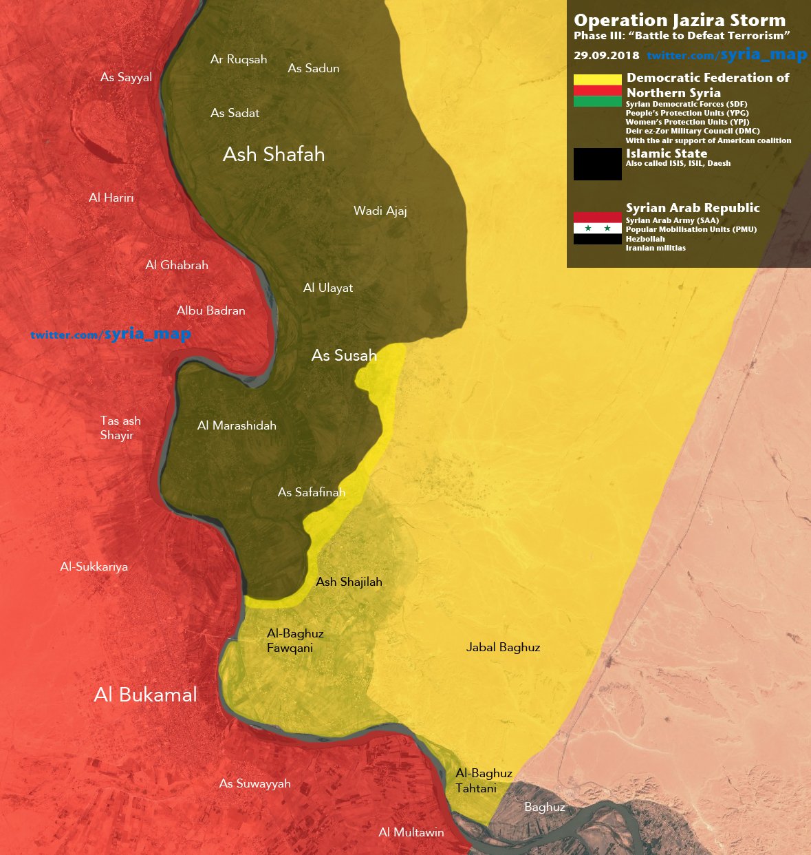 Aktuální vojenská situace v oblasti operace Jazira Storm – jihovýchod Sýrie