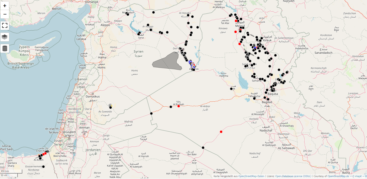 Mapa – hlášené útoky IS za 11/2018