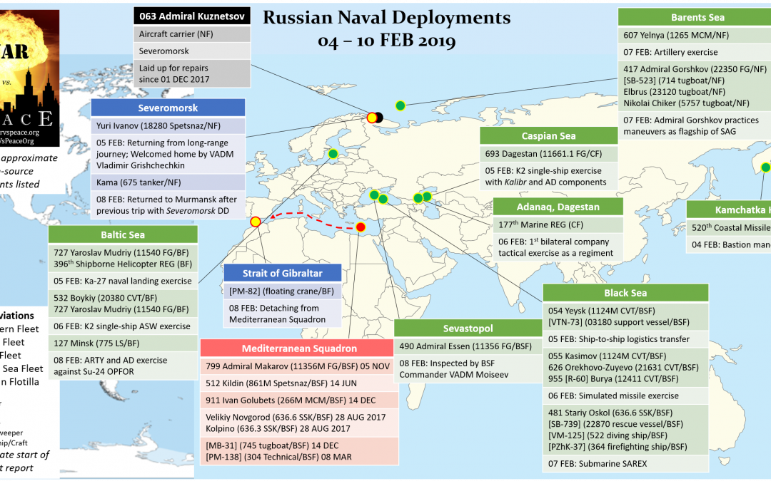 Mapa akcí ruského námořnictva