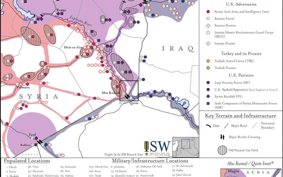 Situační strategická mapa oblasti údolí Eufratu – Sýrie/Irák