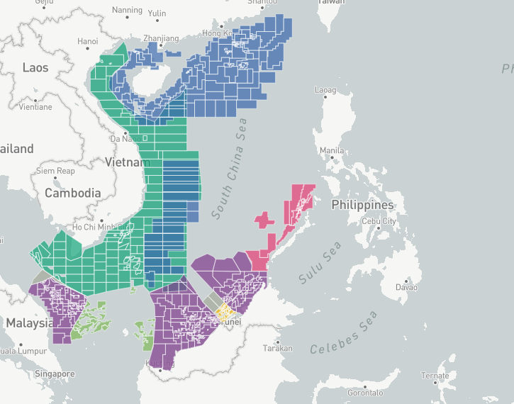 Mapa ekonomických zájmů v jihočínském moři